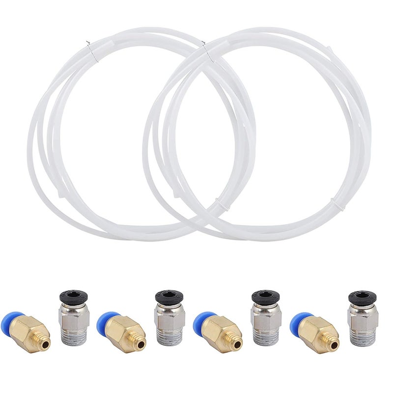 Focket PTFE PTEE Tube 3D Printer Accessories for 1.75mm PLA ABS 3D Printers, 2*PTFE Tube 4*PC4 M6 Fitting+4*PC4 M10 Fitting for Easy Installation - Image 4