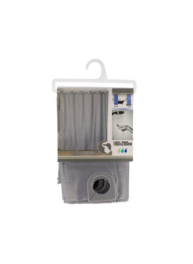 Tendance High Quality Polyester Shower Curtain with Integrated Eyelet Rings Grey 180 x 200cm 1207180  - Image 2