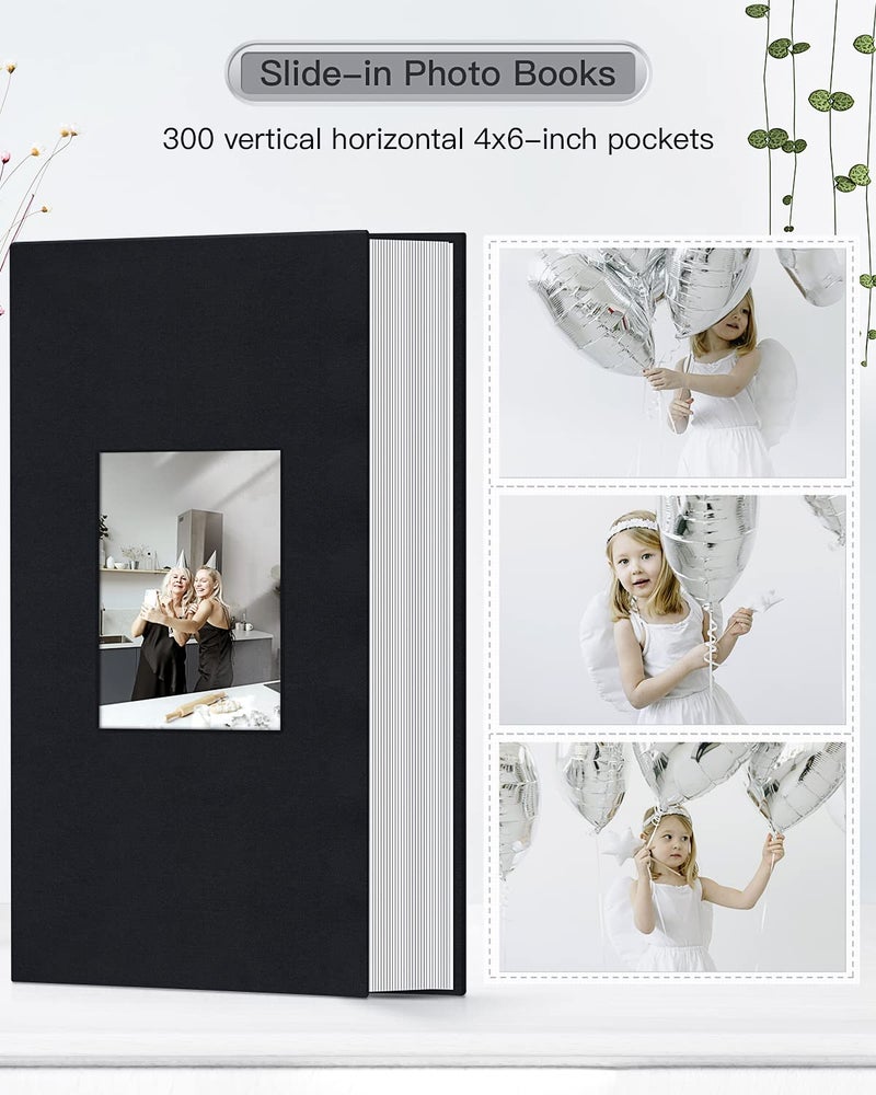 popotop ألبوم صور بوبوتوب 4x6-300 صورة غلاف قماش ألبومات صور مع 300 جيب أفقي، ألبومات صور قابلة للإدخال لصور عائلية، ذكرى زواج، صور أطفال، صور عطلة - Image 2