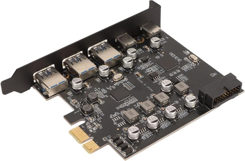 بطاقة توسعة Acouto من PCIE إلى USB بسرعة 5 جيجابت في الثانية مع منافذ USB 3.0 تتضمن 3 منافذ A، و2 منفذ C، و19 دبوس، متوافقة مع OS X واللوحات الأم. - Image 1