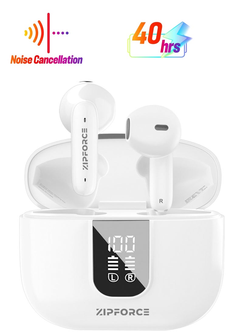 ZIPFORCE - ZIPFORCE True Wireless Earbuds, In-Ear Bluetooth 5.3 Headphones 4-Mics ENC Clear Call, Bluetooth Earbuds Touch Control 40 Playtime, IPX6 Waterproof TWS, Light-Weight Earphones - Image 1