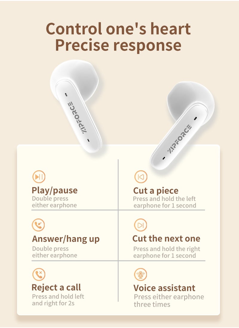ZIPFORCE - ZIPFORCE True Wireless Earbuds, In-Ear Bluetooth 5.3 Headphones 4-Mics ENC Clear Call, Bluetooth Earbuds Touch Control 40 Playtime, IPX6 Waterproof TWS, Light-Weight Earphones - Image 1