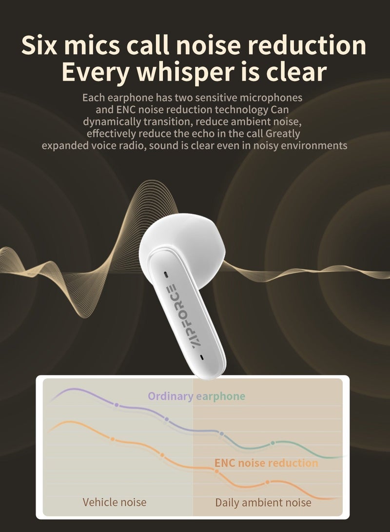 ZIPFORCE True Wireless Earbuds, In-Ear Bluetooth 5.3 Headphones 4-Mics ENC Clear Call, Bluetooth Earbuds Touch Control 40 Playtime, IPX6 Waterproof TWS, Light-Weight Earphones - Image 4