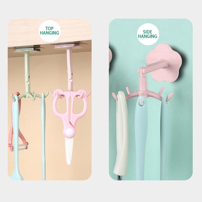 comfrt 3 PCS 360 Rotating Folding Hook Self-Adhesive 180 Degrees Vertical Flip Hook Waterproof Utility Hook for Home Bathroom Potty Seat Kitchen Office Towel (Pink) - Image 4