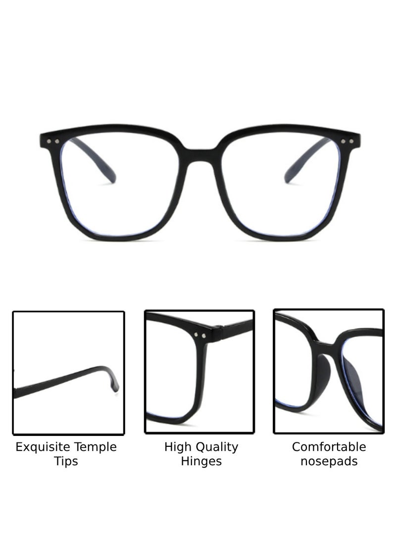 Urban Utility Blue Light Blocking Optical Eyeglasses - Stylish Oversized Square Frames, Clear Lens, Polarized. Top-rated Bluelight Protection for Reading, Work, & Screen Time. Vintage-Inspired, Lightweight Design.  - Image 5