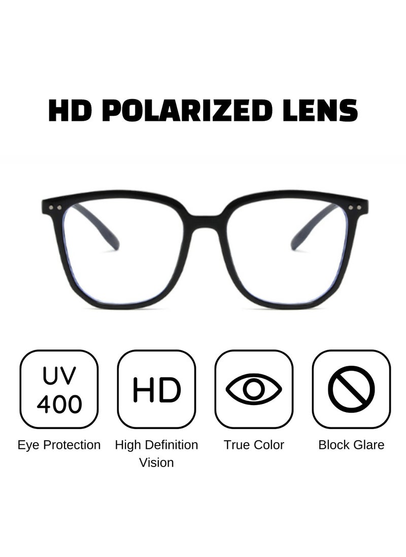 Urban Utility Blue Light Blocking Optical Eyeglasses - Stylish Oversized Square Frames, Clear Lens, Polarized. Top-rated Bluelight Protection for Reading, Work, & Screen Time. Vintage-Inspired, Lightweight Design.  - Image 4