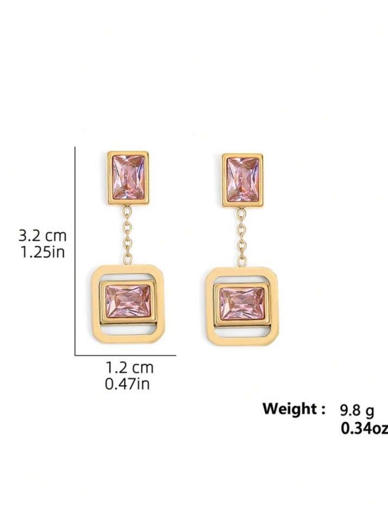 إيكوال حلق اذن نسائي أنيق مصنوع من الاستانلس ستيل ومطلي باللون الذهبي - Image 4