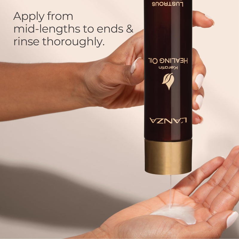 LANZA بلسم لوزن كيراتين هيلينغ من ل'أنزا، بلسم عميق للشعر الجاف التالف، يعزز اللمعان والقوة وصحة الشعر، يصلح التلف ويمنع التجاعيد، خالي من الكبريتات، خالي من القسوة (8.5 أونصة سائلة) - Image 3