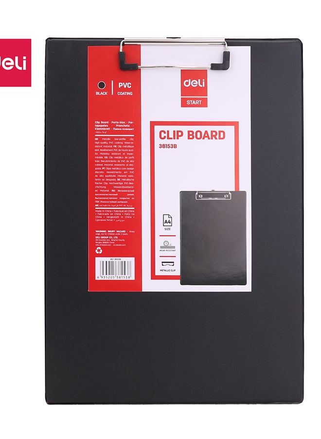DELI CLIP BOARD A4 BLACK E38153B - Image 1