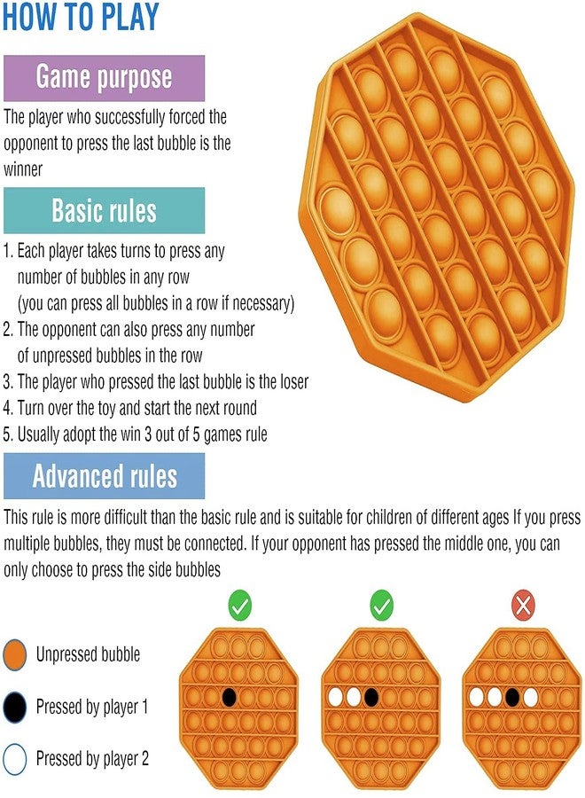 TAG3 ® Pop It Push Pop Bubble Fidget Silicone Stress Relief Toy - Hexagon (12x12 cms) (Orange) - Image 3