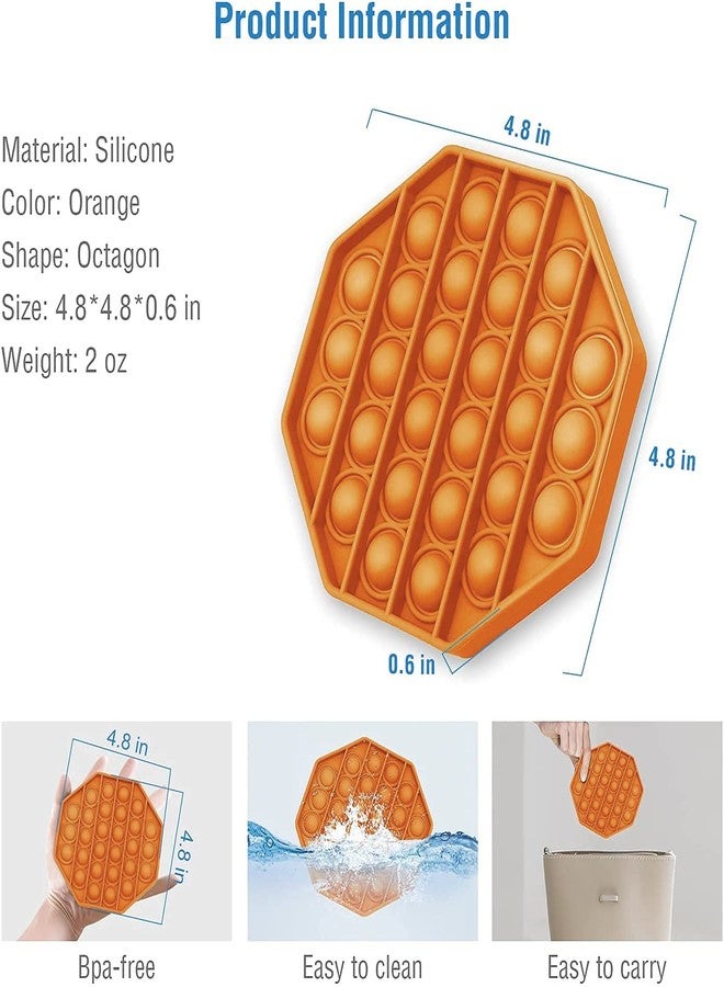 TAG3 ® Pop It Push Pop Bubble Fidget Silicone Stress Relief Toy - Hexagon (12x12 cms) (Orange) - Image 2