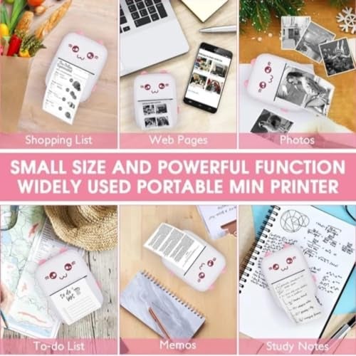 MOROVIK Mini Bluetooth Thermal Printer, Portable Label Printer Inkfree Printer for Android & iOS System, Black on White Thermal Printer with Roll of Print Paper, Stickers, (Style 2) - Image 5