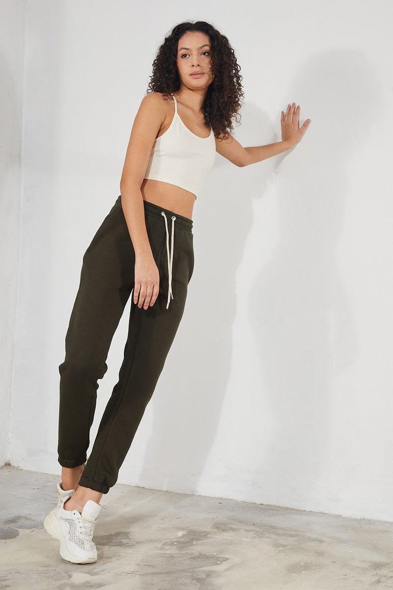 Twenty3 Women's Basic 3 Thread Raised Elastic Legs Thick Jogger Sweatpants  - Image 1