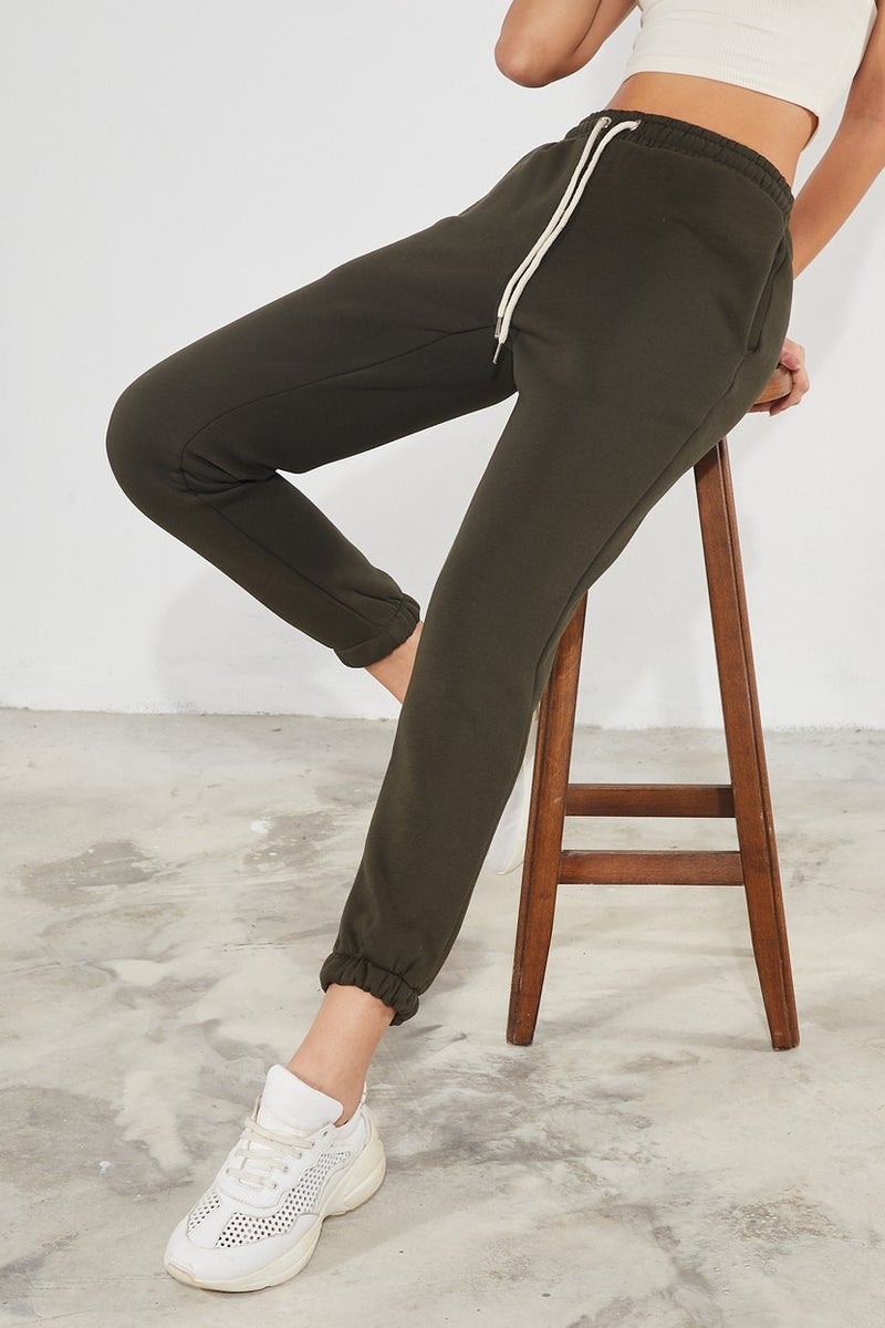 Twenty3 Women's Basic 3 Thread Raised Elastic Legs Thick Jogger Sweatpants  - Image 4