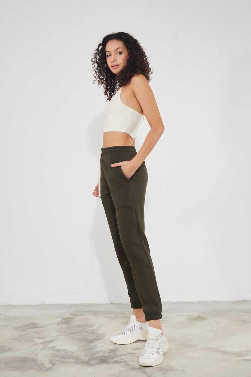 Twenty3 Women's Basic 3 Thread Raised Elastic Legs Thick Jogger Sweatpants  - Image 2