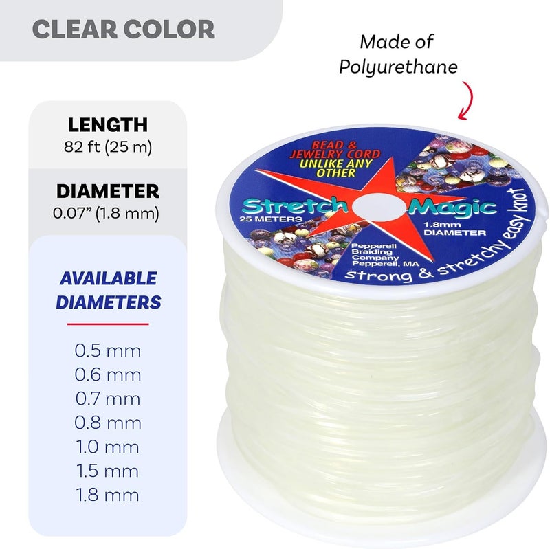 Stretch Magic Elastic Beading Cord â€“ Clear Color, 1.8mm in Diameter, 25-Meter (82 ft) - Easy to Knot, Strong & Stretchy String for Making Beaded Jewelry - Image 3