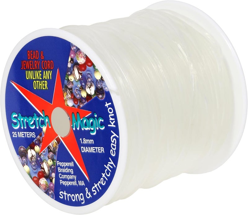 Stretch Magic Elastic Beading Cord â€“ Clear Color, 1.8mm in Diameter, 25-Meter (82 ft) - Easy to Knot, Strong & Stretchy String for Making Beaded Jewelry - Image 1
