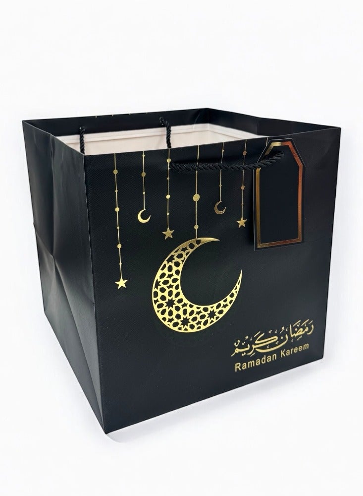 Doodle Kiddo 6 Piece Ramadan Kareem Gift Bags Black & Gold Square Shape - Image 1