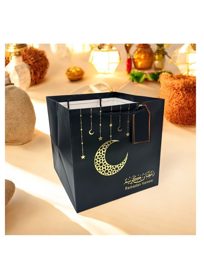 Doodle Kiddo 6 Piece Ramadan Kareem Gift Bags Black & Gold Square Shape - Image 2