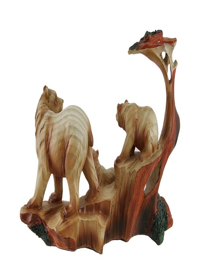 Zeckos Mother Bear and Cubs Carved Wood Look Resin Statue - Image 5