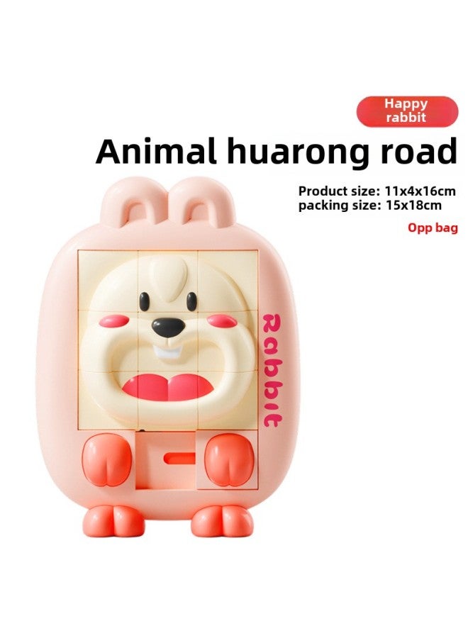 Beauenty Intelligent Huarong Road Children's Adult Sliding Jigsaw Puzzle Logic Thinking Game Early Education Beneficial Intelligence Toys Wholesale-Color:[OPP Bag] Kaixin Rabbit-Animal Huarong Road 84g  - Image 1