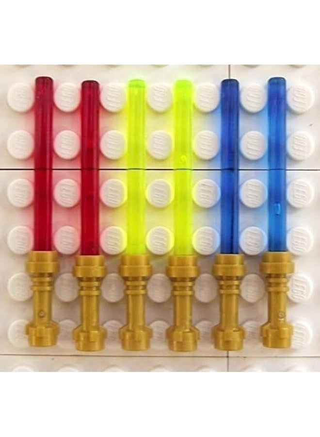 LEGO Star Wars - 6X Lightsaber in 3 Colours and Pearl Gold hilts