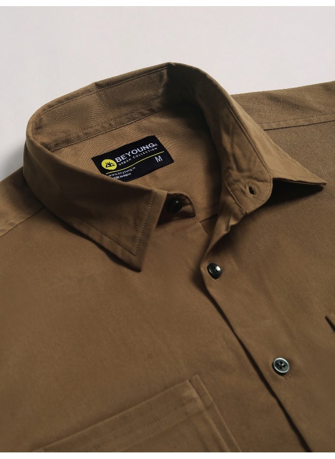 Beyoung Wood Brown Angular Pocket Shirt  - Image 2