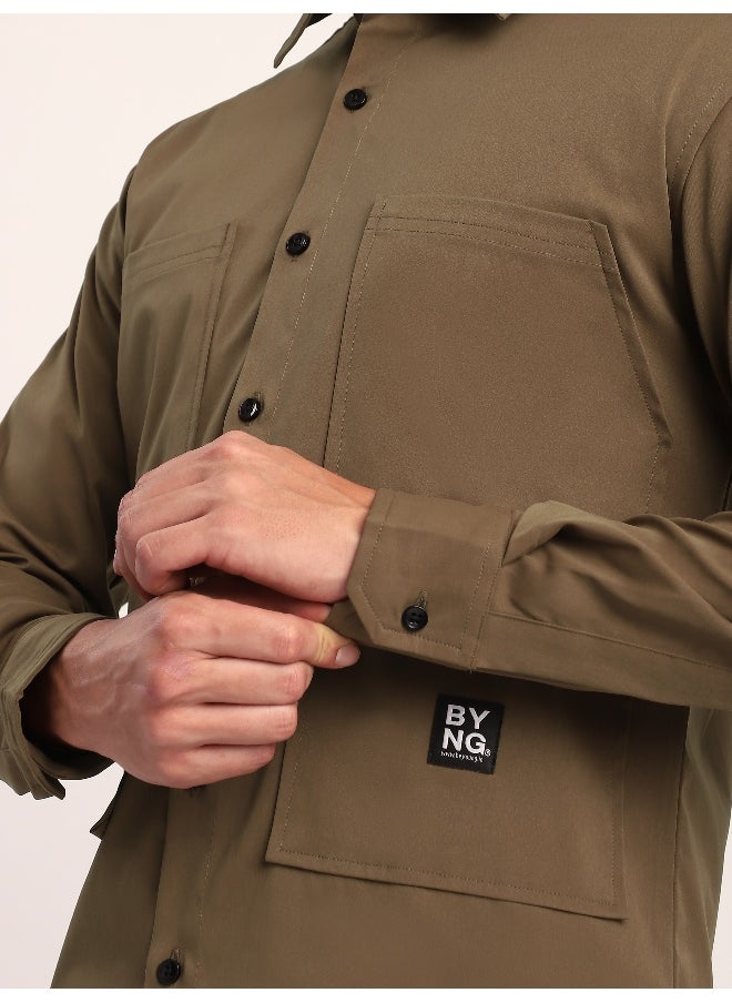 Beyoung Wood Brown Angular Pocket Shirt  - Image 5
