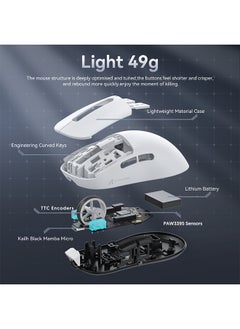 Attack Shark X3 Lightweight Wireless Gaming Mouse with Tri-Mode 2.4G/USB-C Wired/Bluetooth,Up to 26K DPI,PAW3395 Optical Sensor,5 programmable Buttons for PC/Laptop/Win/Mac  - Image 4