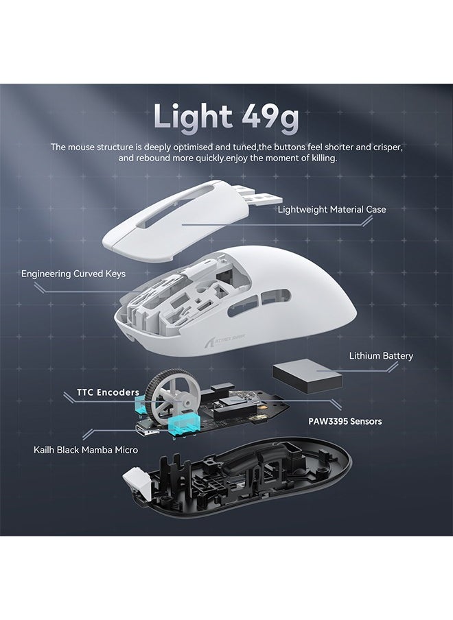 Attack Shark - X3 Lightweight Wireless Gaming Mouse with Tri-Mode 2.4G/USB-C Wired/Bluetooth,Up to 26K DPI,PAW3395 Optical Sensor,5 programmable Buttons for PC/Laptop/Win/Mac - Image 1