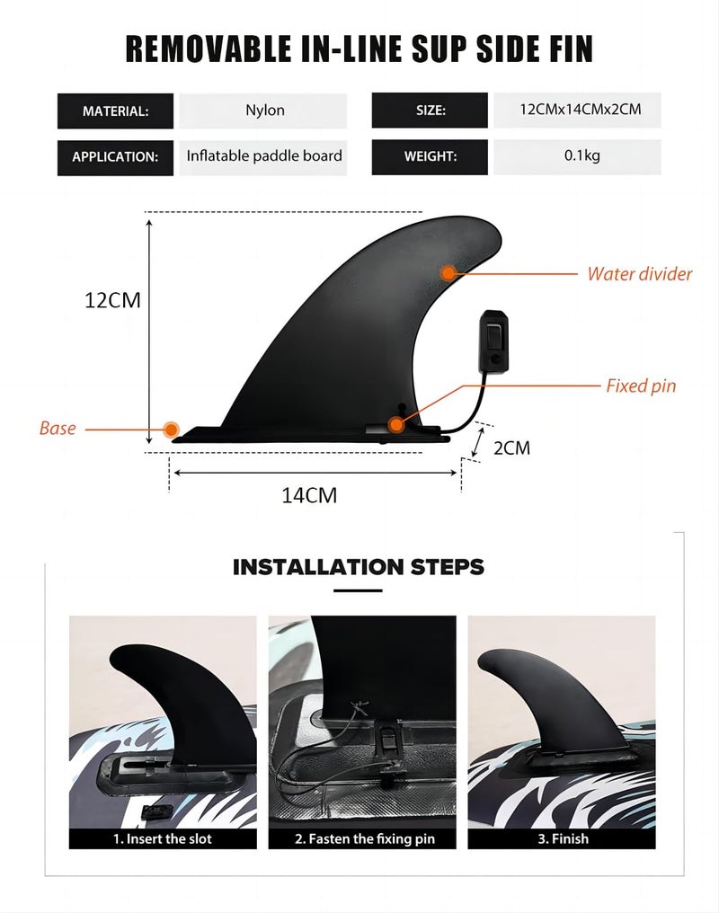bohally Big SUP Single Fin and Small Side fin Detachable Fin for Longboard, Inflatable Stand up Paddle Board Replacement Quick Fin. - Image 4