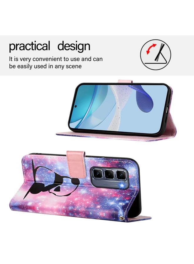 Zaboon Case For Infinix Hot 50 Pro+ 4G Colored Drawing Pattern Plain Weave Leather Phone Case - Image 4