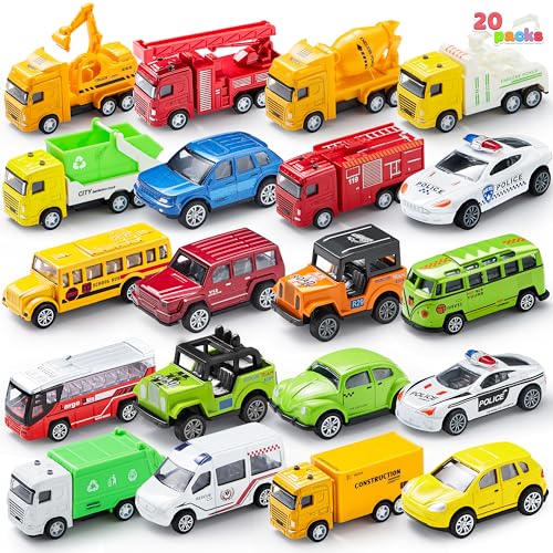 JOYIN 20PCS Die Cast Pull Back Cars Metal Toy Cars Car Toys Bulk Vehicle Set for Toddlers Kids Party Favors Cake Toppers Stocking Stuffers Race Cars Toys for Boys Easter Basket - Image 1