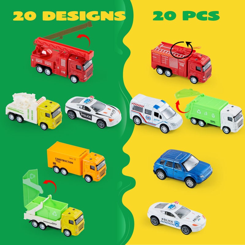 JOYIN 20PCS Die Cast Pull Back Cars Metal Toy Cars Car Toys Bulk Vehicle Set for Toddlers Kids Party Favors Cake Toppers Stocking Stuffers Race Cars Toys for Boys Easter Basket - Image 3