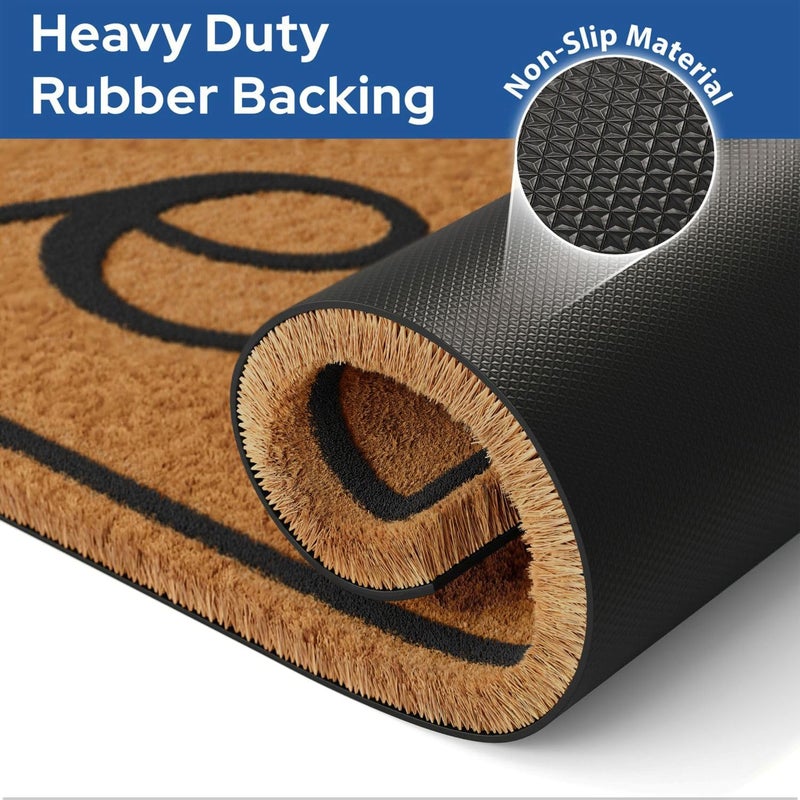 Barnyard Designs Natural Coco Coir Heavy Duty Backing Doormat - Large Cute Non-Slip Front Door Welcome Mat for Outside Entrance or Porch Entry, Brown (24x36, Hello) - Image 4