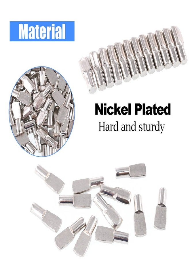 Glarks 150-Pieces 5mm Shelf Support Pegs Pins Spoon Shape Cabinet Furniture Shelve Support - Nickel Plated - Image 4