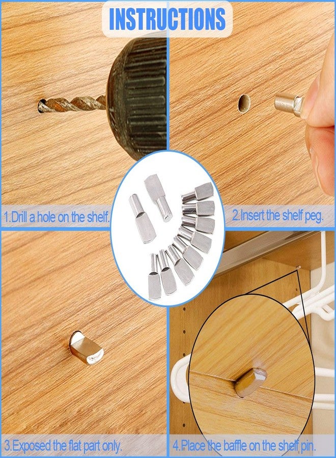 Glarks 150-Pieces 5mm Shelf Support Pegs Pins Spoon Shape Cabinet Furniture Shelve Support - Nickel Plated - Image 5