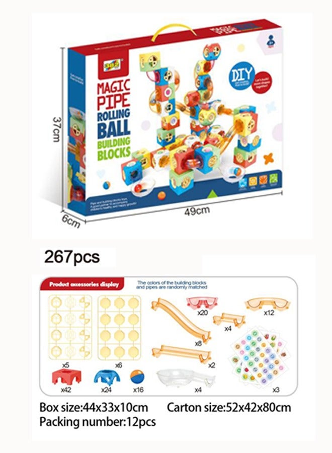 267 PCS magnetic track building block toys Pinball Pipe Magnetic Track Block Set Magnetic assembled slide ball toy Sliding ball magnetic building block set DIY assembly toy set Educational toys  - Image 2