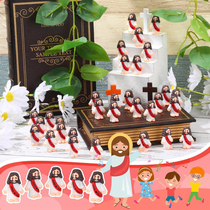 Bememo 25 Pcs Little Jesus Figures, Mini Jesus Loves You Figures, Original Design Multicolor Tiny Easter Figurines to Hide and Seek Religious Gifts for Easter Egg Stuffers(Red) - Image 3