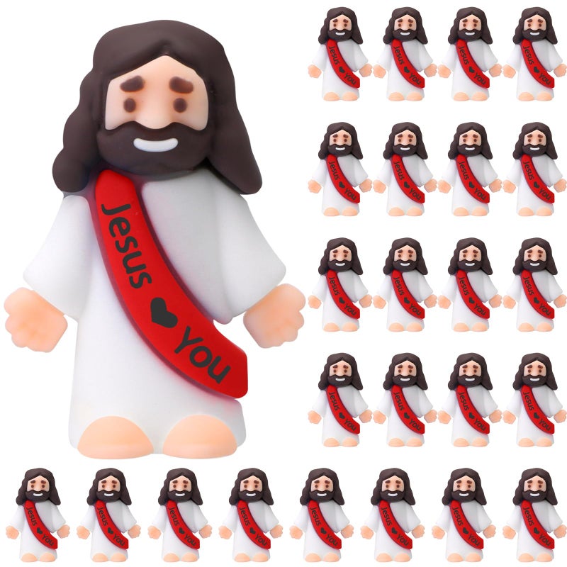 Bememo 25 Pcs Little Jesus Figures, Mini Jesus Loves You Figures, Original Design Multicolor Tiny Easter Figurines to Hide and Seek Religious Gifts for Easter Egg Stuffers(Red) - Image 1