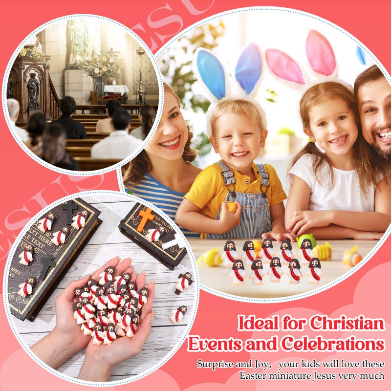 Bememo 25 Pcs Little Jesus Figures, Mini Jesus Loves You Figures, Original Design Multicolor Tiny Easter Figurines to Hide and Seek Religious Gifts for Easter Egg Stuffers(Red) - Image 4