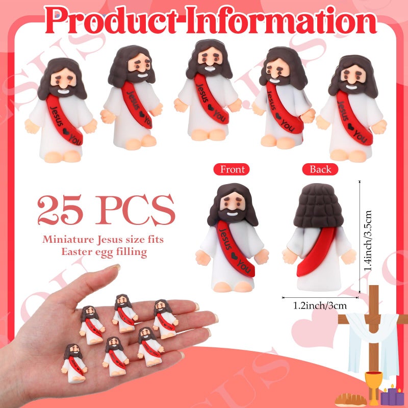 Bememo 25 Pcs Little Jesus Figures, Mini Jesus Loves You Figures, Original Design Multicolor Tiny Easter Figurines to Hide and Seek Religious Gifts for Easter Egg Stuffers(Red) - Image 2
