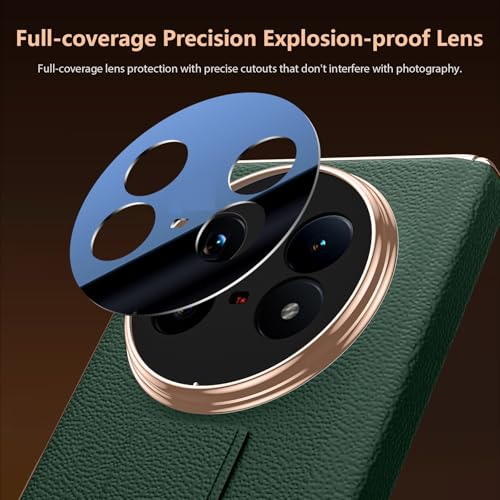 Midkart Leather Cover Compatible with Vivo X Fold 5 Release 2025 Auto-Sliding Hinge Protection Kickstand Electroplated with Front Glass Case & Camera Protection, Green & Gold - Image 5