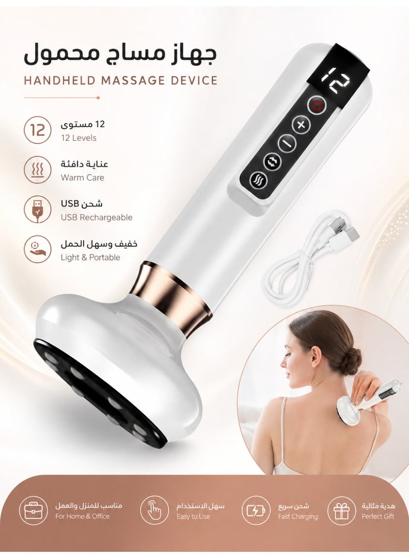 general Handheld Cellulite Massager, Stomach Fat Massager, New Intelligentn Egative Pressure Cupping Massage Instrument, Cordless Rechargeable Vibrating Massager Body Shaping Machine for Arms, Legs, Back Used at Home with 12 Suction Modes (White) - Image 1