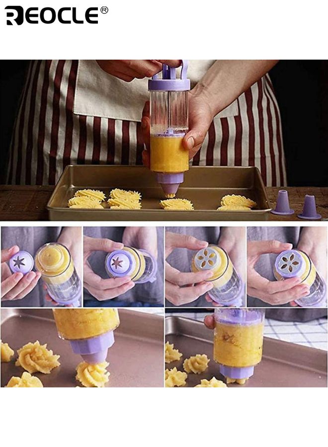 REOCLE Cookie Press Maker Kit with 8 Moulds and 9 Nozzles Stainless Steel Cookie Press Baking Tools for DIY Biscuit Maker Cake Decorating and Holiday Baking for Home Bakers - Image 4