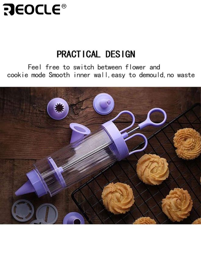 REOCLE Cookie Press Maker Kit with 8 Moulds and 9 Nozzles Stainless Steel Cookie Press Baking Tools for DIY Biscuit Maker Cake Decorating and Holiday Baking for Home Bakers - Image 5