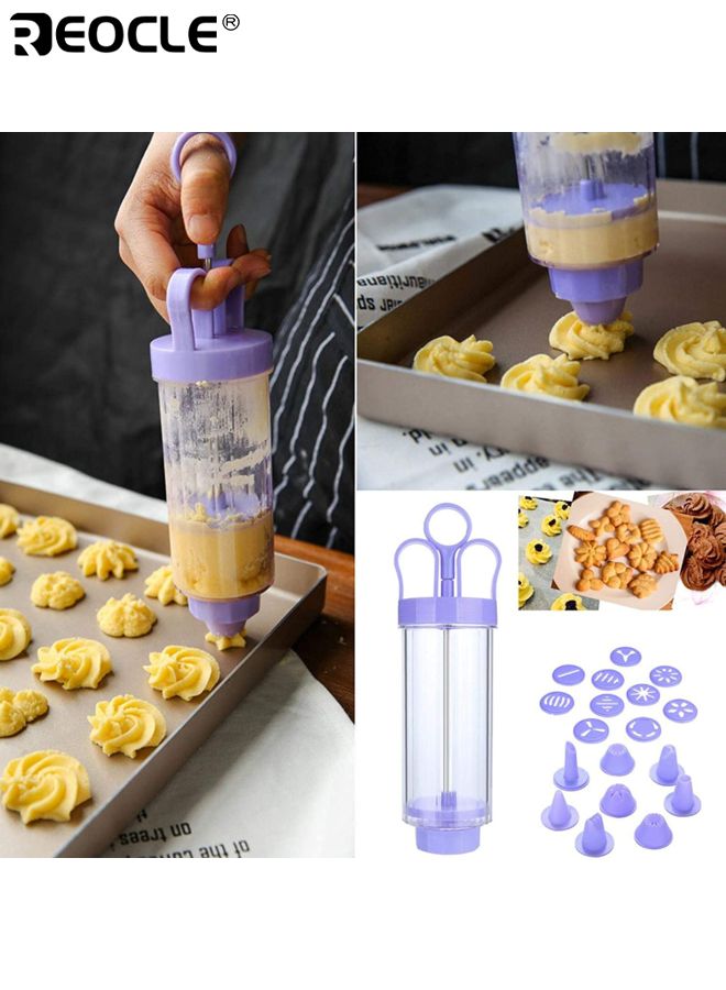 REOCLE Cookie Press Maker Kit with 8 Moulds and 9 Nozzles Stainless Steel Cookie Press Baking Tools for DIY Biscuit Maker Cake Decorating and Holiday Baking for Home Bakers - Image 2