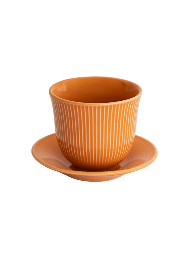 Loveramics Brewers 250ml Embossed Porcelain Tasting Cup With 13cm Plate Orange
