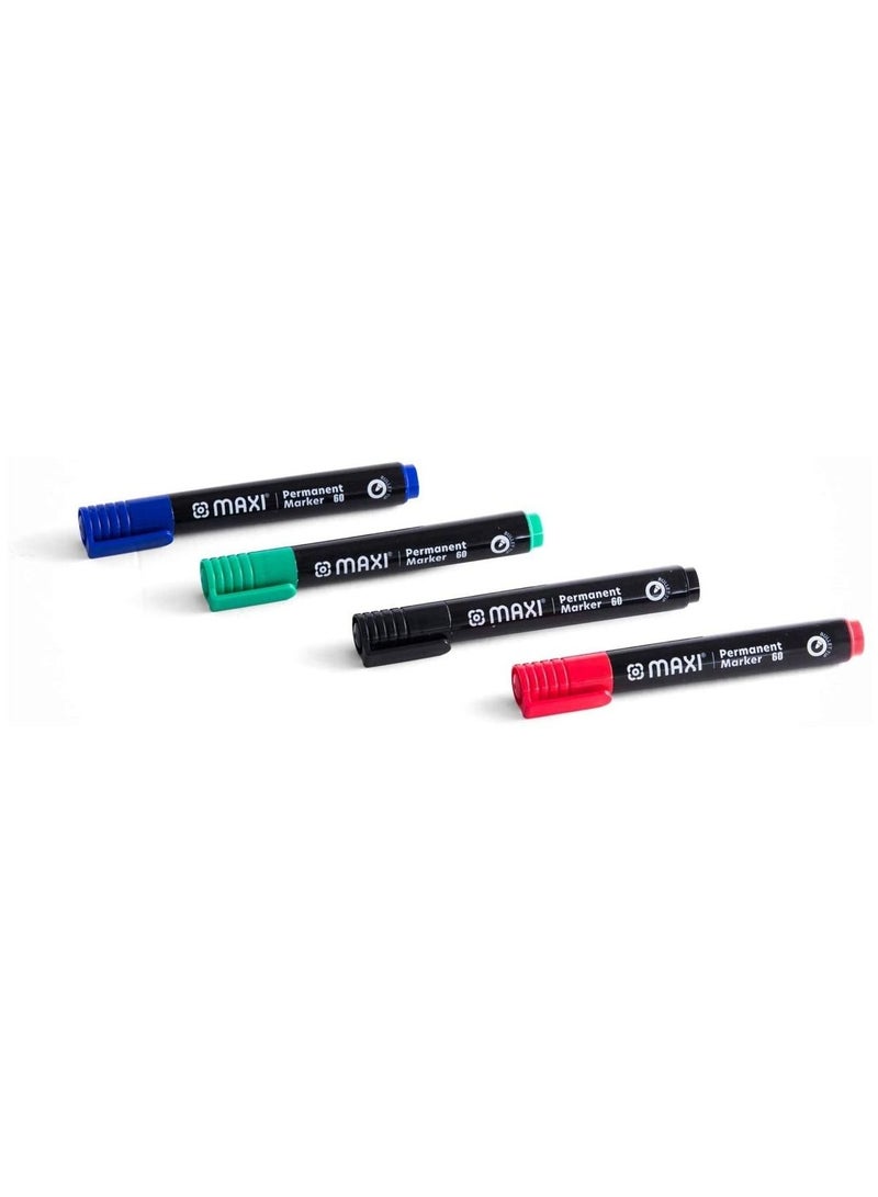 Maxi 4-Piece Permanent Marker Bullet Tip Multicolour - Image 2