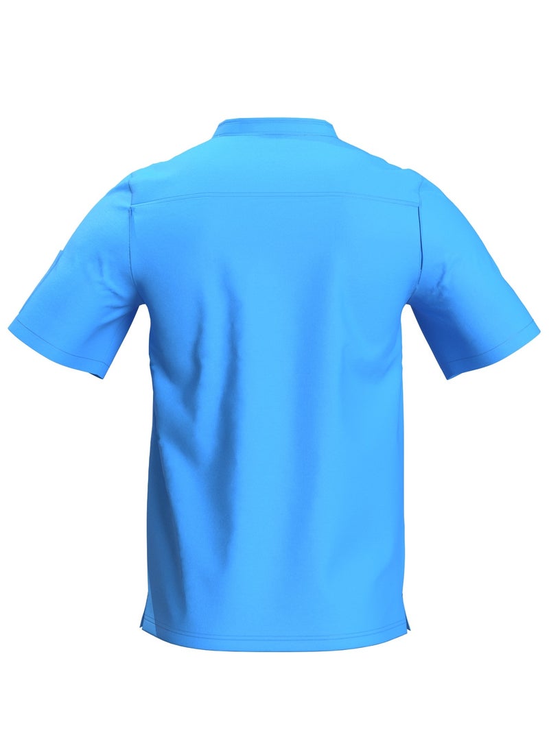 Doctor Scrub Comfortable Sky blue Lycra fabric with many pockets is meticulously crafted to retain its color without fading with repeated washing  - Image 2